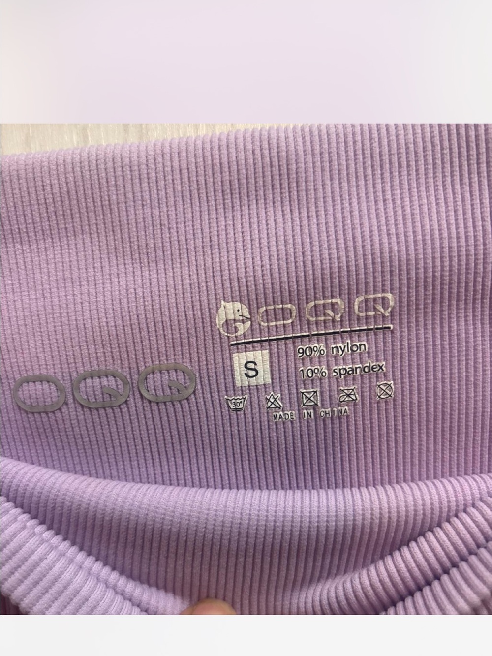 High-Waist Lavender Ribbed Bike Shorts - Picture 2 of 2